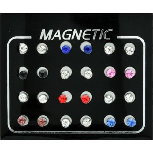 12 Pairs Non Pierced Rhinestone Magnetic Stud Earrings Clip-on Earrings Jewelry