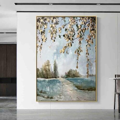 Landscape Oil Painting Handmade On Canvas Abstract Flower Painting Picture Living Room Decoration Large Canvas Wall Art Unframe