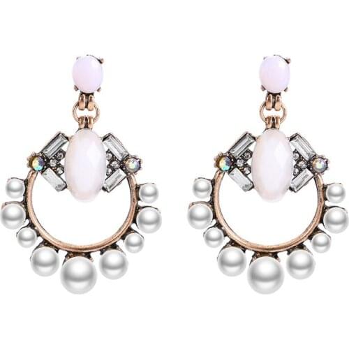 EASYA New Brincos Simulated Pearl Drop Earrings For Women 2020 Vintage Style Rhinestone Dangle Earrings Jewelry For Women Girls