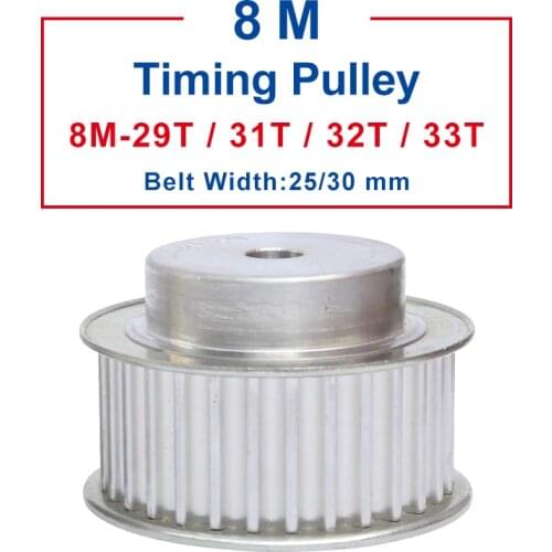 Belt Pulley 8M-29T/31T/32T/33T Slot Width 27/32mm pulley wheel rough hole 12 mm Aluminum Material For Width 25/30mm Timing Belt