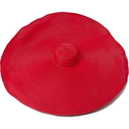 King Wheat 2021 Fashion Red Wide Big Brim Dome Women Straw Sun Hat New Stage Show Model Pose Europe 1M Diameter Perform Cap