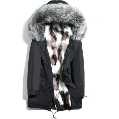 Real Fur Coat Winter Jacket Men Real Fox Fur Parka Men Streetwear Long Coat Men Warm Parkas Plus Size Manteau Homme Hiver MY1952