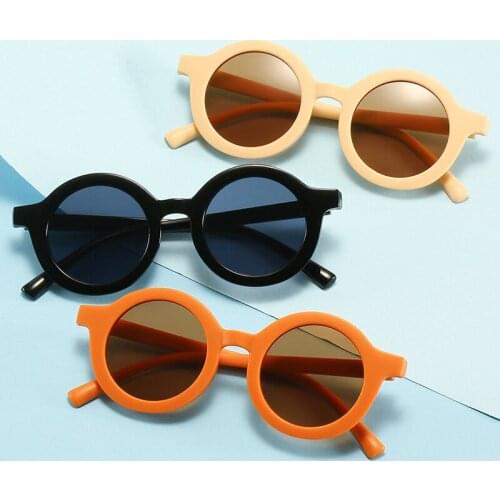 Elbru Cute Small Round Frame Childrens Sunglasses Travel Outing Sun Proof Ultraviolet-proof Eye Protection Sunglasses for Kid