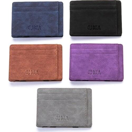 Unisex PU Leather Slim Card Holder Pocket Wallet Men Women Ultra Thin Magic Money Case Credit Card Holder Coin Organizer Purse