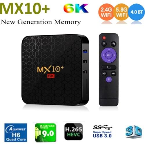 10pcs MX10 Plus 6K TV Box Android 9.0 Allwinner H6 Quad Core 4G 64G 5G Dual WiFi BT4.0 USB3.0 Support 6K*4K Media Player