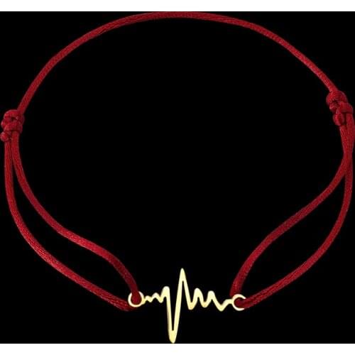 Vankeliif Simple stainless steel ECG shape ladies bracelet hand-woven retractable red rope bracelet jewelry accessories