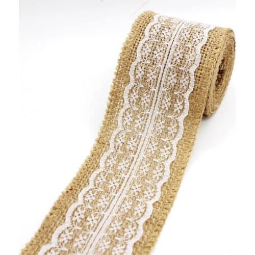 10 meters width 60mm Natural Jute Burlap Hessian Ribbon lace trim Edge Vintage Wedding decoration marriage decor hot