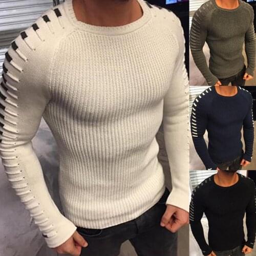 Knitted Sweater Slim Autumn Winter Solid Color Clothing Men Sweater Warm Keeping Top Winter Men Pullover for Daily Mens Sweater