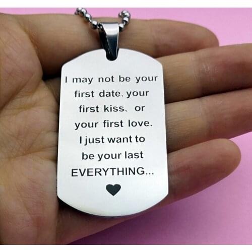 I May Not Be Your First Date Necklace Couples Gift Boyfriend Husband Dog Tag Pendant