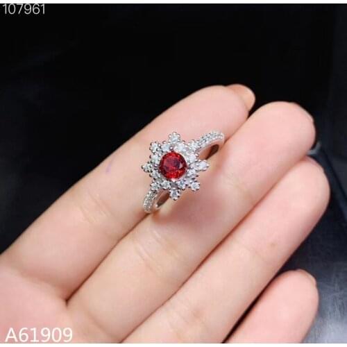 KJJEAXCMY boutique jewelry 925 sterling silver inlaid natural garnet gemstone female ring set support detection mini