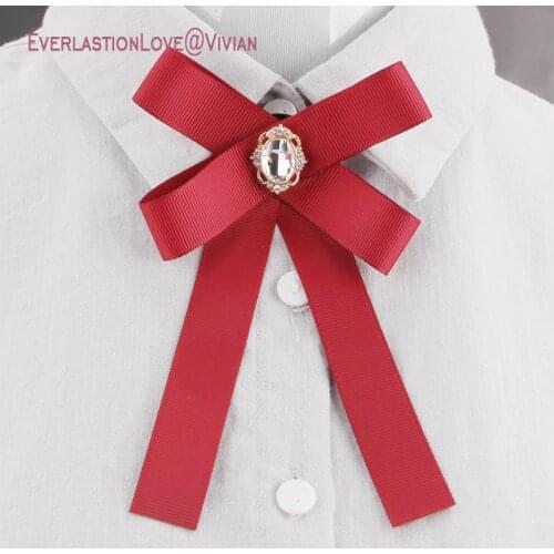 SUQI New Fashion Bow Brooches Pins jewelry For Women Ribbon Neck Tie Brooch womens children brooch tie for Party Wedding 2019