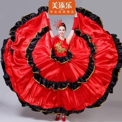 Spanish Bullfight Dress Flamenco Dance Performance Red Costume New Opening Dance Full-skirt for Adult Female Dancing Wear H533