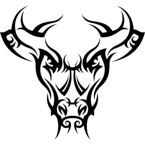 13.5cm*12.5cm Tribal Tattoo Bull Head Car-Styling Stickers Decals Black/Silver S3-5228