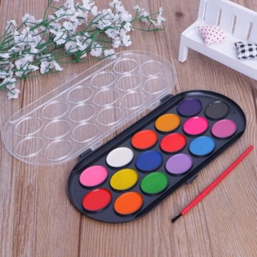 16Pcs Watercolor Palette Brush Set Painting Tray Craft Drawing Art Mini Kid Gift