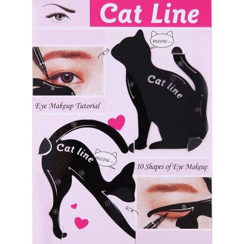 2pcs/Set Cat Eyeliner Stencil Eye Liner Models Tool Pro Eyebrow Template Tool Novice Makeup Eyeliner Aid For Women Girls
