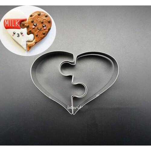 2pcs patisserie reposteria Wedding Heart Stainless Steel Cookie Cutter Chocolate Cupcake Pastry Shop Fondant Decor Tools Bakery