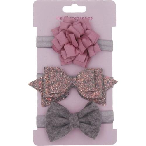 3Pcs/Set Baby Girls Headbands Bows Head Bandage Kids Toddlers Sequin Bowknot Headwear Flower Hair Band Infant Hair Accessories