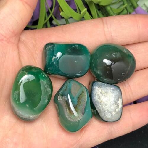 5Pcs Natural Green Agate Crystal Gravel stone Rock Crystal Quartz Mineral healing Specimen Fish Tank Garden Decoration