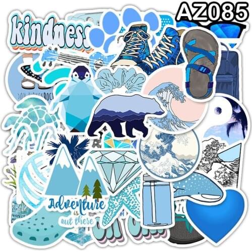 50pcs Girl Blue Kawaii Cute Stickers Waterproof PVC Skateboard Guitar Luggage Motorcycle Laptop Sticker Aesthetic Laptop Phone