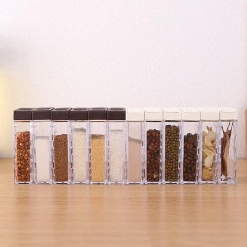 Acrylic Transparent Spice Jar Lid Seasoning Box 6pcs/Set Kitchen Tools Salt Condiment Cruet Storage Box Containers 2019 Hot