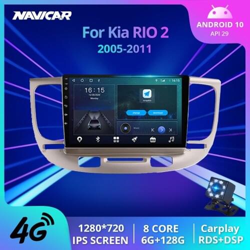 2Din Android10.0 Car Radio For Kia RIO 2 RIO2 2005-2011 GPS Navigation Auto Radio 8Core Car Stereo Car Multimedia Player Carplay