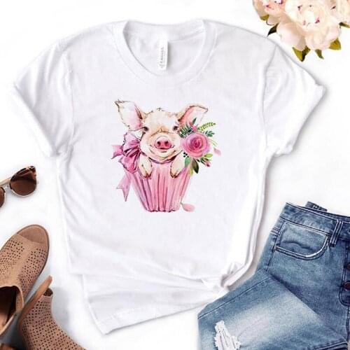 Leopard bandana pig bow sunflower floral Print Graphic Women tshirts harajuku Casual Funny t-shirt Lady Young Girl Tee