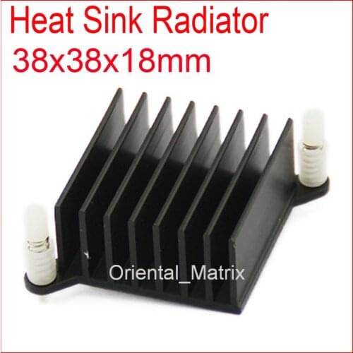 Free Shipping 5pcs HeatSink Heat Sink Radiator 38*38*18mm Small Radiator With Plastic Screws - Black