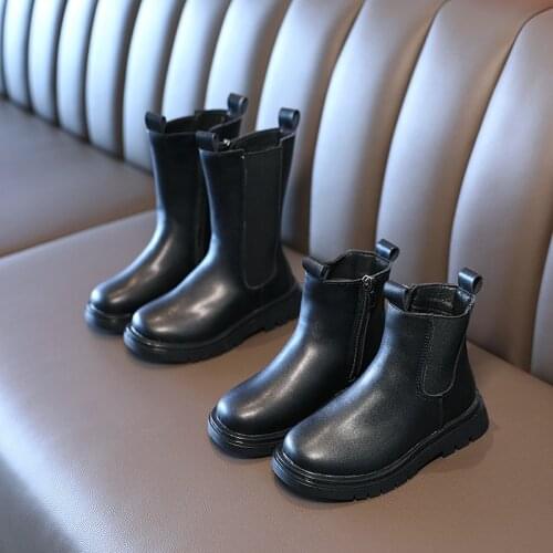 Girls Martin Boots 2021 New Single Boots British Style Warm Waterproof Hot All-match Chic PU Leather Shoes Knee-high Ankle Hot