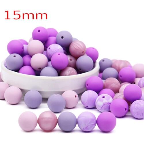 100pcs 15mm Silicone Colorful Beads For Baby Infant Chewable Chewing Toys For BPA Free Food Grade Silicone Teether Teething Toys