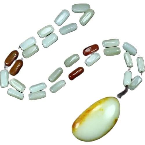 Natural Hetian jade seed raw stone bare stone pendant necklace jade pendant sweater chain