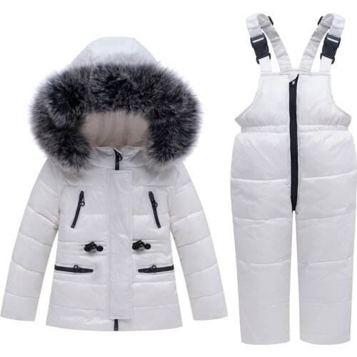 Children Down Jacket Baby Winter Ski Wear Boys Girls Outerwear Coat + Jumpsuit Thicken Warm Parka Snow Suit for Russian Clothes