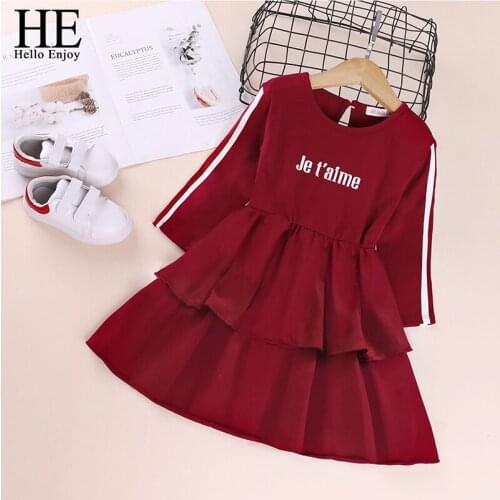HE Hello Enjoy Christmas Toddler Baby Girls Dresses Red Cotton Princess Party Long Sleeve Clothes Newborn Kids Winter Dress 2-6T