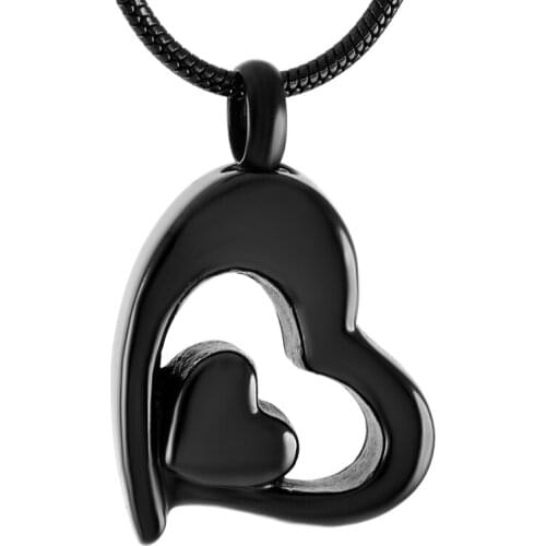 IJD8734 Gold Double Heart Cremation Urn Necklace Pendant Funnel Fill Kit Keepsake Memorial Ashes Jewelry