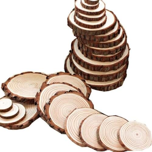 Round Unfinished Wood Multi-size Slices Rustic Tree Branch Slices for Craft DIY Wedding Decorations Coasters Pine Decor