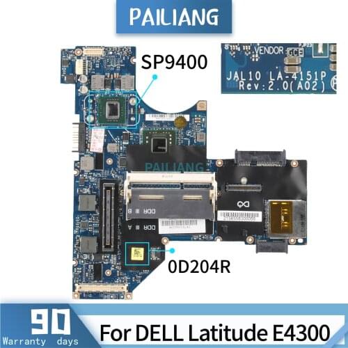PAILIANG Laptop motherboard For DELL Latitude E4300 SP9400 Mainboard LA-4151P CN-0D204R 0D204R TESTED DDR3