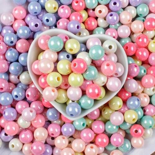 Cute Colorful Acrylic Pearls Beads 6/8/10mm 50Pcs/Lot 9 Color Loose Spacer Beads Making Jewelry DIY Bracelet Crafts Accessories