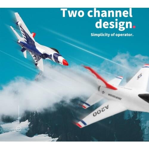 WLtoys RC AirplaneA200 F-16B Two-Channel Remote Control Aircraft Fixed-Wing Glider Model Plane Toy Gifts for Boy friend and Chid
