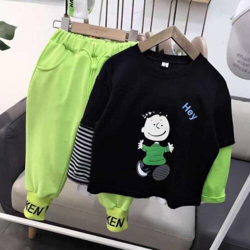 Fashion Baby BoyClothes Set Stitching T-Shirt + pants 2PCS Bebe Kids Cartoon Clothing Suit Long Sleeve Spring Autumn 2-6Y