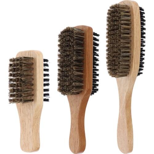 Mens Boar Bristle Hair Brush - Natural Wooden Wave Brush for Male, Styling Beard Hairbrush for Short,Long,Thick,Curly,Wavy Hair