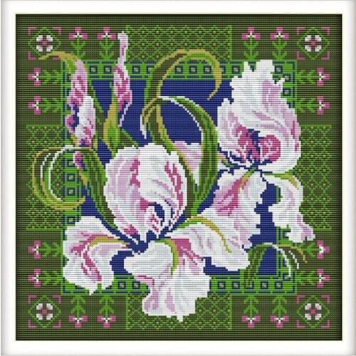 Cross Stitch Stamped Kits Printed Embroidery Cloth Needlepoint Kits Easy Patterns for Orchids 11CT