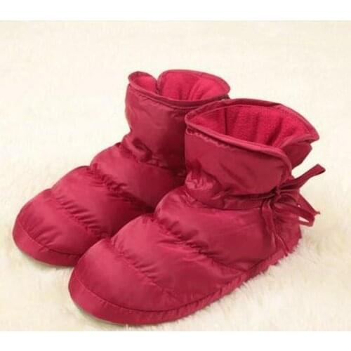 New Winter Women Cotton Shoes High-top Home Non-slip Covered Fur Keep Warm Down Leisure Lace Up Ladies Floor Slippers Wholesale