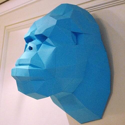 Apes Orangutan DIY Pre-cut Gorilla Animal Wall Decor Paper Model Home Art Decoration 3D Papercraft Geometric Puzzle Polygon Toys