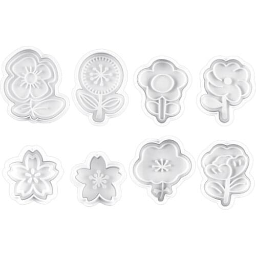 Drop Shipping 4pcs/set Flower Plastic Biscuit Mold DIY Kitchen Cake Decorating Tools Cookie Cutter Stamp Fondant Embosser