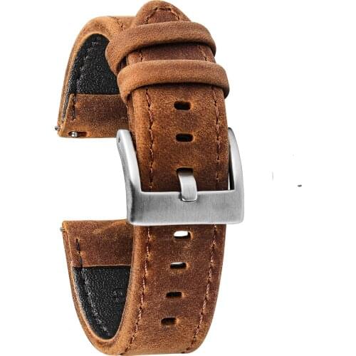 Hemsut Genuine Leather Watch bands Bracelet Quick Release Brown Calfskin Replaced Watch Strap For Women Men 18 20mm 22mm