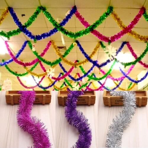 2pcs Color Christmas Garland Decoration Bar Tops Ribbon Garland Stripes Wall Door Decor Tinsel Strips Trees Wedding Party Decor