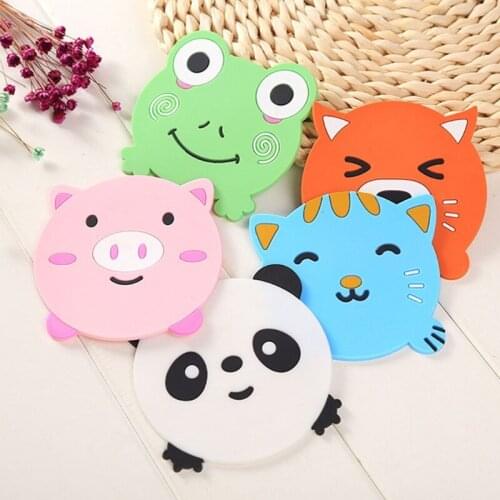Cartoon Animal Shaped Placemat Silicone Mug Coasters for Dining Table Drink Tea Coaster Cup Insulated Bowl Mat Dish Drying