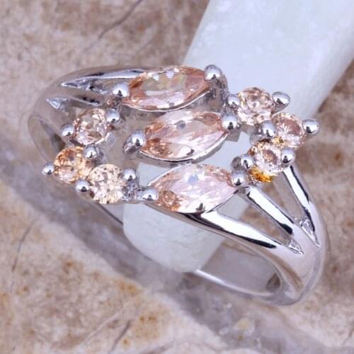 Dazzling Brown Morganite Silver Plated Ring Size 6 / 7 / 8 / 9 R0157