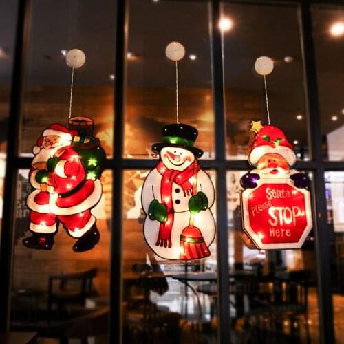 Santa Claus Led Suction Cup Window Hanging Lights Christmas Decorative Atmosphere Scene Decorations Festive Decorative Lights