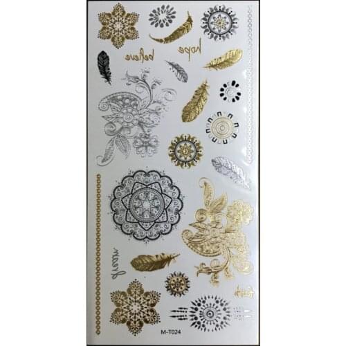 Body Bronzing Tattoos Stickers Henna Tatouage Temporaire Femme 21*10cm Gold Silver Waterproof Transfer Temporary Fake Tattoo Art