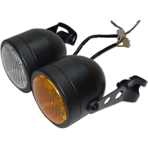 Universal Double Dual Round Chrome Dominator Twin Motorcycle Headlight Bracket Farol Headlamp For Bike Cafe Racer